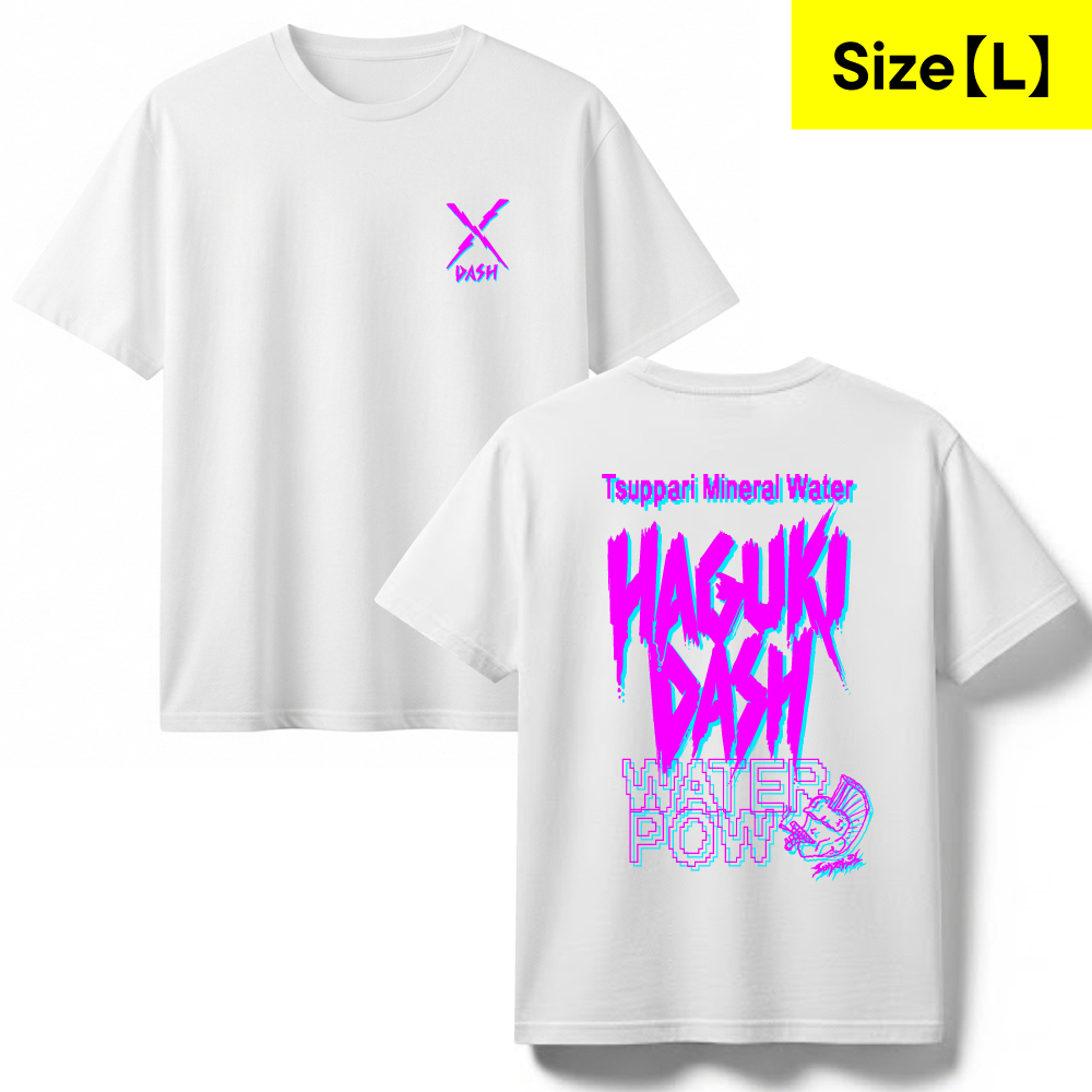 Tシャツ<br>≪ホワイトxピンク&ライトブルー≫【L】